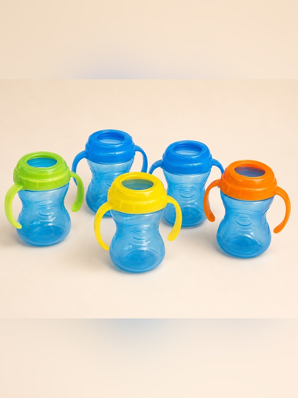 5 set Blue Toddler Training Cup Set no spouts - can be bought on Amazon